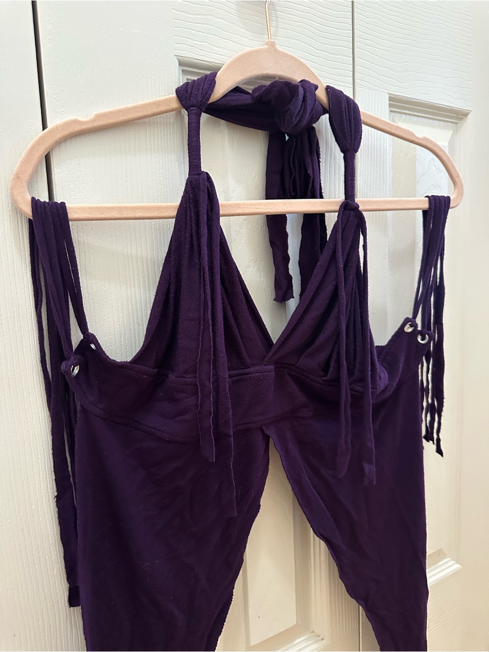 Women's Purple Tie-Strap Halter Tank Top